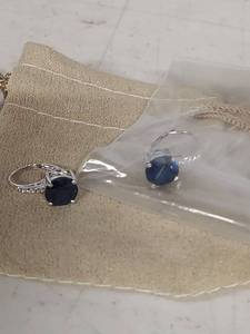 lot 3849 image: Blue Sapphire Sterling Silver Hoop Earrings 4.60 CTW
