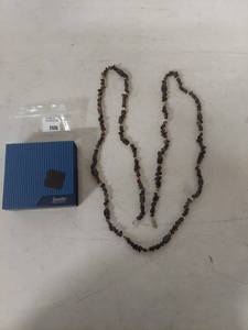 lot 3865 image: Sterling Silver Smoky Quartz and Feldspar Beaded Necklace 46 in
