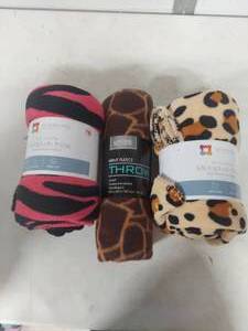 lot 3866 image: Animal Print Microplush Throw Blanket Collection