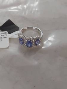 lot 3868 image: Tanzanite and White Zircon Sterling Silver Ring size 7