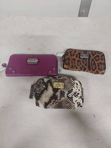 lot 3905 image: Nicole by Nicole Miller Animal Print Wallet and 2 makeup bags