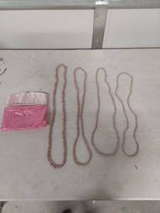 lot 3964 image: Pink Pearl Necklace with Storage Pouch 36 in - 42 in