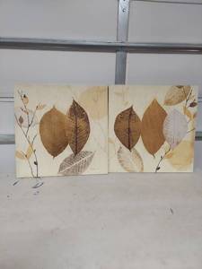 lot 3971 image: Gold and Silver Leaf Art Print Set 24x24