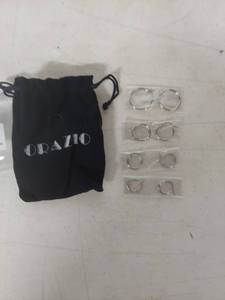 lot 3977 image: Orazio Hoop Earring Set with Storage Pouch