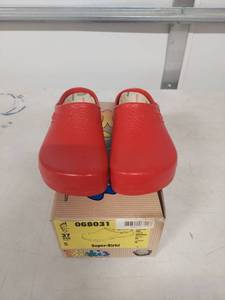 lot 3989 image: Birkis Super-Birki Red Clogs