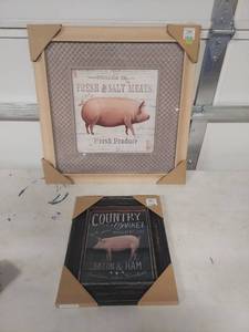 lot 4016 image: Farmhouse Pig Wall Art Set