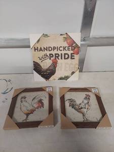 lot 4045 image: Farmhouse Rooster Wall Art Collection