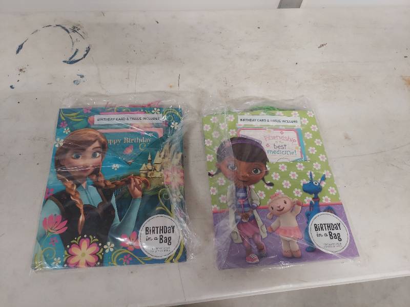 lot 1754 image: (2) Character Birthday Card & Tissue Gift Sets - 2 Packages of 4