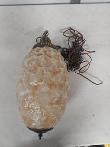 lot 1241 image: Glass Pendant Light with Bronze Cap - Cord Needs Repair