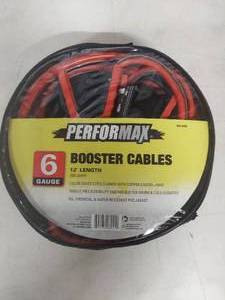 lot 1250 image: Performax 12ft Booster Cables 6 Gauge