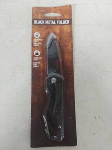 lot 1279 image: Black Metal Folder Pocket Knife