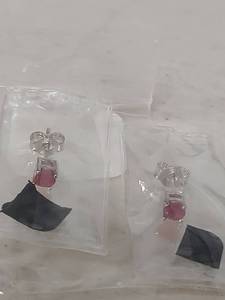 lot 1282 image: Sterling Silver Mahaleo Ruby .70CTW Stone Stud Earrings