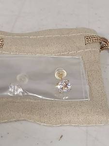 lot 1332 image: Crystal Clear Cubic Zirconia Stud Earrings 10k yellow gold stud - 3.00CTW