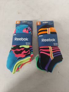 lot 1373 image: (2) Reebok Fashion No-Show Socks 6-Pack Size M