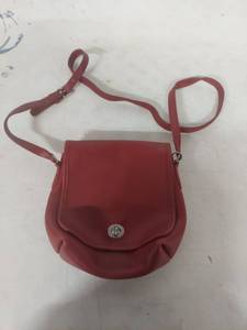 lot 1390 image: Coach Red Leather Crossbody Bag with Turn Lock