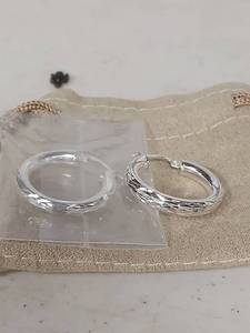 lot 1419 image: Sterling Silver Diamond Cut Hoop Earrings