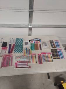 lot 1420 image: Crochet Supply Kit with Storage Pouch