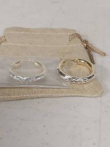 lot 1422 image: Sterling Silver Diamond Cut Hoop Earrings - 18k yellow gold over sterling silver