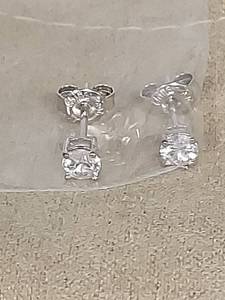lot 1441 image: Sterling Silver Round CZ Stud Earrings .60CTW