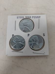 lot 1453 image: 1943 Steel War Penny - P-D-S Mint Marks
