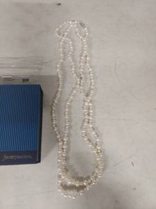 lot 1462 image: Sterling Silver Natural Freshwater Pearl Necklace 64 in