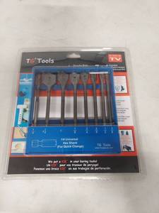 lot 1465 image: TG Tools 8-Piece Spade Bit Set with Quick Change Hex Shank