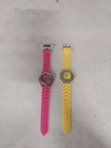 lot 1466 image: Geneva Platinum Crystal Bezel Silicone Watch Set