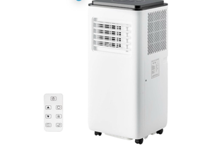 lot 15076 image: Portable Air Conditioners 8000 BTU, Energy Efficient AC Unit with Remote Control, 24H Timer, Quiet Operation for Bedroom, Office, Dorm Rooms Up to 350 Sq. Ft, White (8,000 BTU Black Top) - Retail $210
