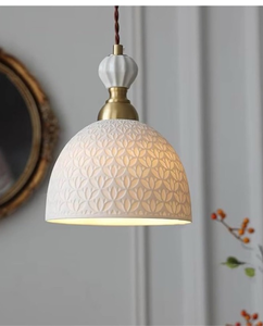 lot 15079 image: White Ceramic Dome Pendant Light - Retail $85