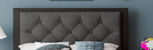 lot 15088 image: Modern Gray Tufted Twin Headboard - Retail $50
