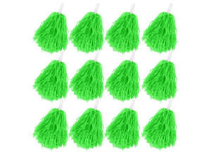 lot 15090 image: Neon Green Cheerleading Pom Poms Set of 12 - Retail $15