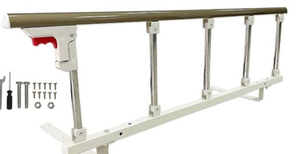 lot 15095 image: Bed Side Rails Guard for Elderly Adults Seniors Assist Rail, Safety Bed Cane Railings Fold Down Handle, Handicap Medical Support Assistance Devices Half Grab Bar (47, 18 INCH) - Retail $85