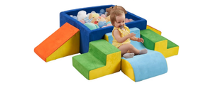 lot 13712 image: Soft Foam Climbing Blocks and Ball Pit 7PCS Toddler Climbing Toys Indoor Colorful Soft Play Climbing for Toddler for Crawling Sliding Building(Balls not Included) - Retail $220