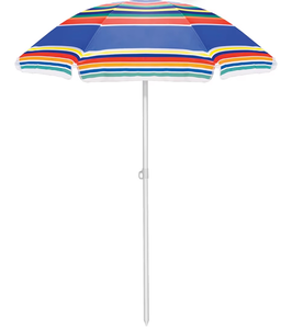 lot 13713 image: ONIVA - a Picnic Time brand 5 Ft. Portable Beach Umbrella, Lightweight Sun Shade Umbrella with Adjustable Tilt and UV Sun Protection - Retail $45