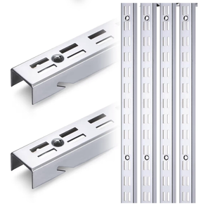 lot 13714 image: 6 Pcs 47.5 Inches Shelf Rails Bracket Track Upright Closet System Hardware Adjustable Wall Standard Shelf Standards for Pantries, Linen Closets, Laundry Rooms, Utility Rooms (Sliver) - Retail $38