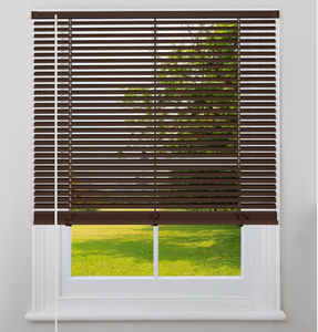 lot 13719 image: Kokorona Cordless Mini Blinds Horizontal Venetian Blinds Vinyl Window Shades Light Filtering Privacy Room Darkening Blinds for Bedroom, Kitchen, Office, 24 W X 64 H, Brown - Retail $32