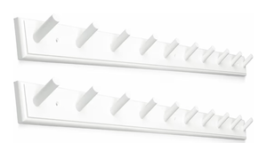 lot 13720 image: 2PCS Coat Rack Wall Mounted, Long 38 Wooden Wall Coat Hooks with 10 Pegs, Wall Peg Rail Hangers for Hanging Towels, Hats, Backpacks, Clothing, Caps(White) - Retail $46
