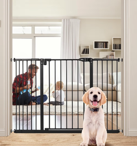 lot 13731 image: keny Extra Wide Baby Gate - Auto Close Safety Gate, Pressure Mounted, 29-47.3, 30 Tall, Black - Retail $65