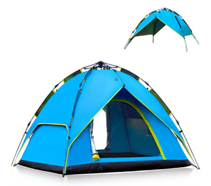 lot 13737 image: Wind Tour 3-4 Persons Instant Automatic Camping Tent, Waterproof Sun Shelters Backpacking Tents Quick Set up for Traveling, Hiking, Hunting, Fishing (Blue- Without 2 Polestarp) - Retail $40