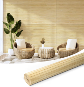 lot 13740 image: Art3d Natural Bamboo Wall Panel for Interior Wall Decor, Renewable Pole Wrap Wainscoting Paneling for Wall Ceiling Furniture Cabinet Office, 48 x 96 Inch - Raw - Retail $70