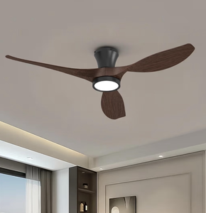 lot 13741 image: TALOYA 52 Inch Ceiling Fans with Led Lights Remote Control Flush Mount Low Profile for Bedroom Farmhouse Patio Outdoor Living Room Kitchen Dining Room,DC Motor,Reversible,Buzzer ONOff,Black Walnut - Retail $130