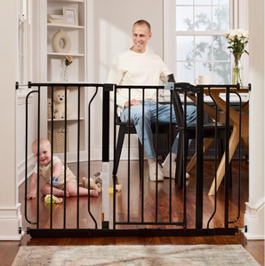 lot 13743 image: Extra-Wide Metal Baby Safety Gate with Hardware 29-49W x 30H - Retail $60