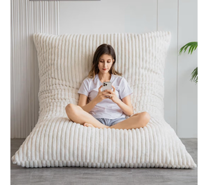 lot 13752 image: 3 in 1 Bean Bag Chairs, Bean Bag Bed for Adults High-Density Foam Filling, Convertible Sofa Bed Faux Fur, Giant Bean Bag Chairs for Adults, 42x24 - Retail $105