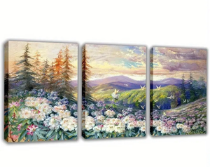 lot 13778 image: Oil Painting Woods, Wall Art Set Of Three, Canvas Wall Art Print - Retail $64