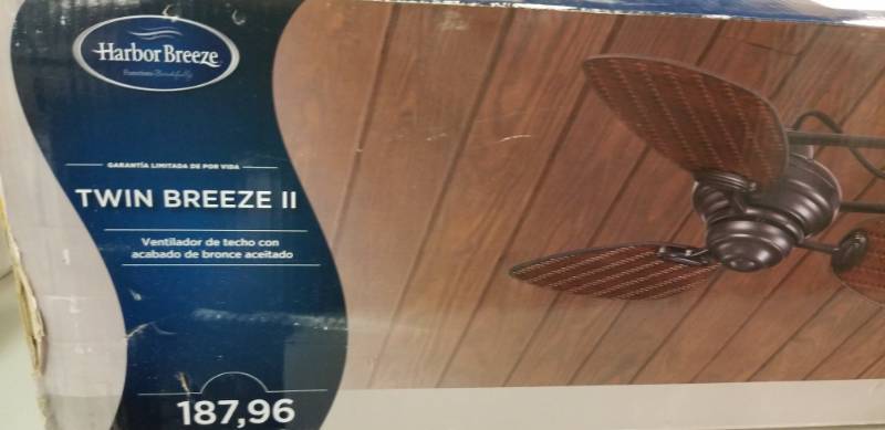 Harbor Breeze Twin Ii 74-in Oil-rubbed Bronze Outdoor Downrod Ceiling Fan for sale online 