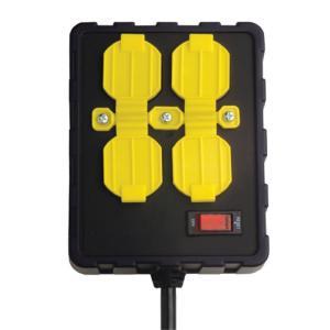 lot 7126 image: Black 125v Electrical Cord Indoor 4 Outlet Resettable Circuit Breaker Power Box