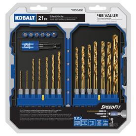 lot 7164 image: Kobalt 21-Piece Titanium Metal Twist Drill Bit Set