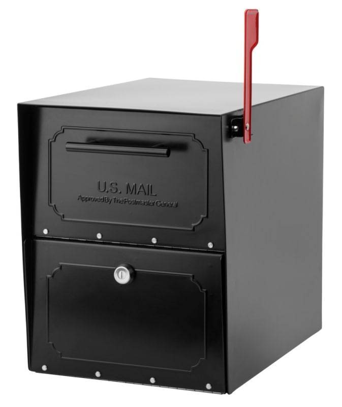 lot 2374 image: Architectural Mailboxes Oasis Locking Mailbox 11.5-in x 18.1-in Metal Black Lockable Post Mount Mailbox