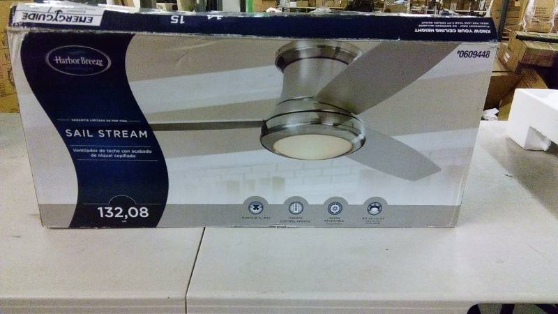 lot 2387 image: 52-in Brushed Nickel Flush Mount Indoor Ceiling Fan Light Kit Remote Control