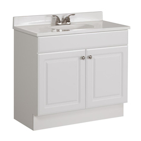 lot 2393 image: Project Source White Single Sink Vanity with White Cultured Marble Top (Common 36-in x 19-in)